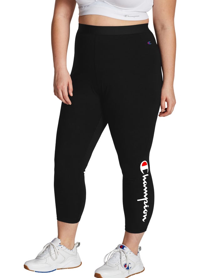 Champion Plus Authentic Script Logo Legging Dames - Zwart - Belgie 3618KTFJO